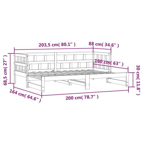 Daybed med udtræk 80x200 cm massivt fyrretræ hvid