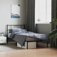 Sengeramme med sengegavl 90x200 cm metal sort