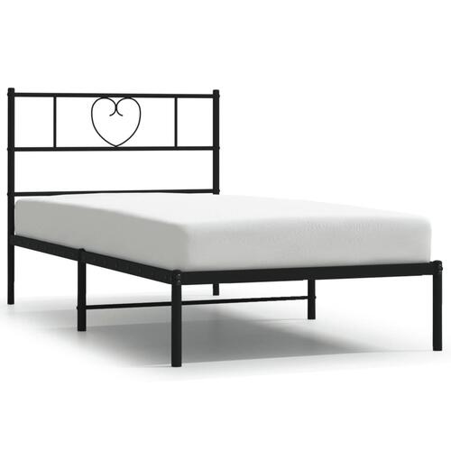 Sengeramme med sengegavl 90x200 cm metal sort