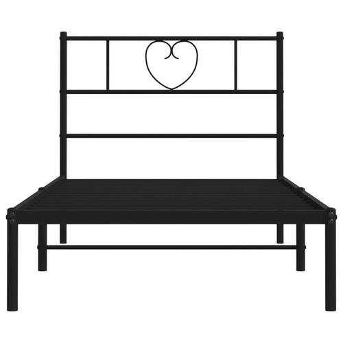 Sengeramme med sengegavl 90x200 cm metal sort