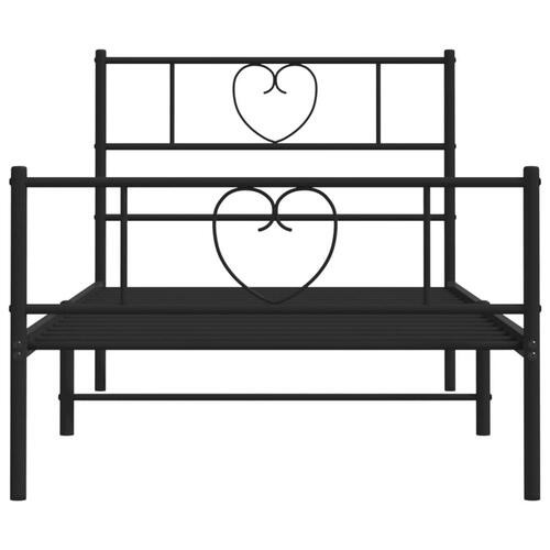 Sengeramme med sengegavl og fodgærde 90x190 cm metal sort