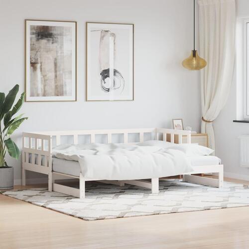 Daybed med udtræk 90x190 cm massivt fyrretræ hvid