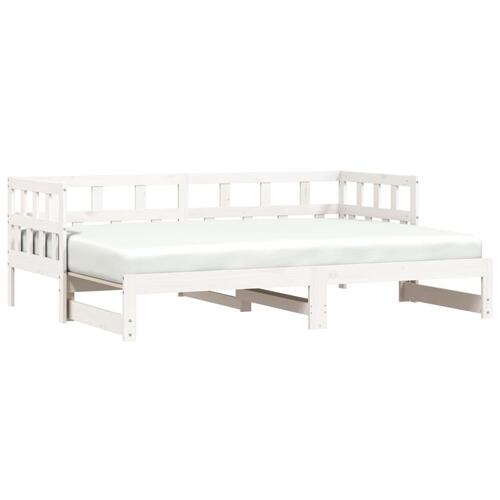Daybed med udtræk 90x190 cm massivt fyrretræ hvid