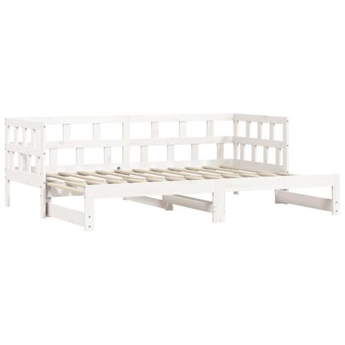 Daybed med udtræk 90x190 cm massivt fyrretræ hvid