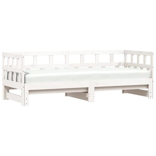 Daybed med udtræk 90x190 cm massivt fyrretræ hvid