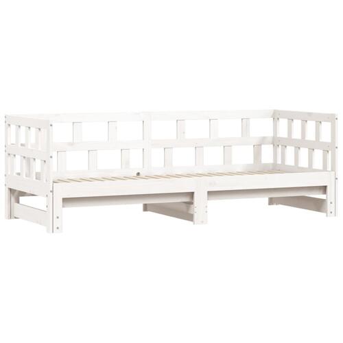 Daybed med udtræk 90x190 cm massivt fyrretræ hvid