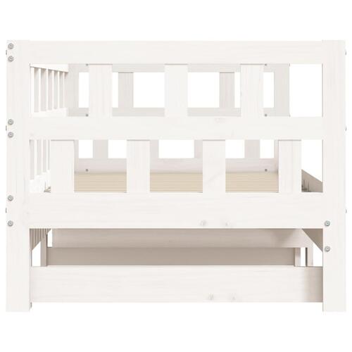 Daybed med udtræk 90x190 cm massivt fyrretræ hvid