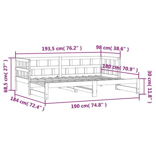 Daybed med udtræk 90x190 cm massivt fyrretræ hvid