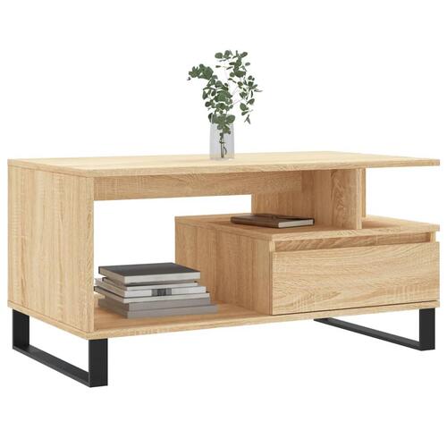 Sofabord 90x49x45 cm konstrueret træ sonoma-eg