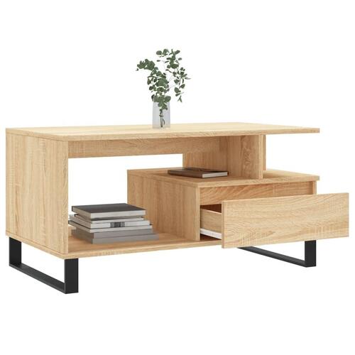 Sofabord 90x49x45 cm konstrueret træ sonoma-eg