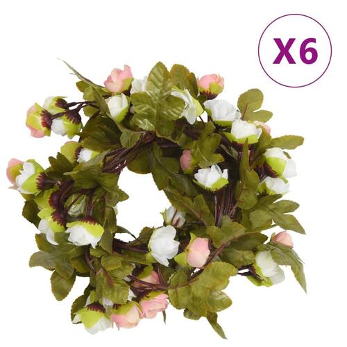 Blomsterguirlander til jul 6 stk. 215 cm champagnefarvet