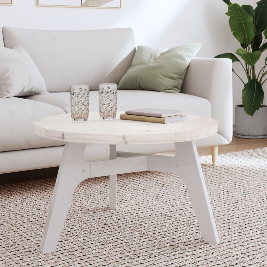 Bordplade Ø70x3 cm rund massivt fyrretræ hvid