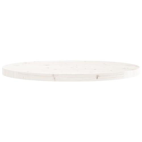 Bordplade Ø70x3 cm rund massivt fyrretræ hvid