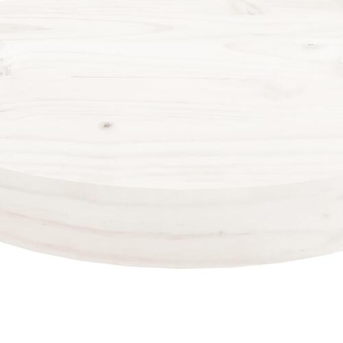 Bordplade Ø70x3 cm rund massivt fyrretræ hvid