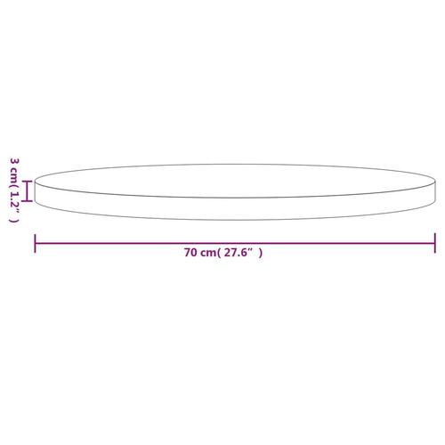 Bordplade Ø70x3 cm rund massivt fyrretræ hvid