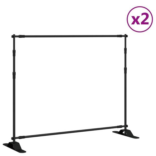 Stativer til fotobaggrund 2 stk. 254x243 cm stål sort