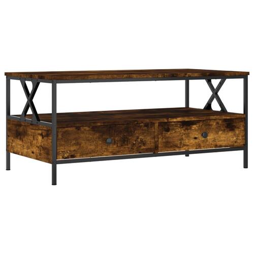 Sofabord 100x51x44 cm konstrueret træ røget egetræsfarve