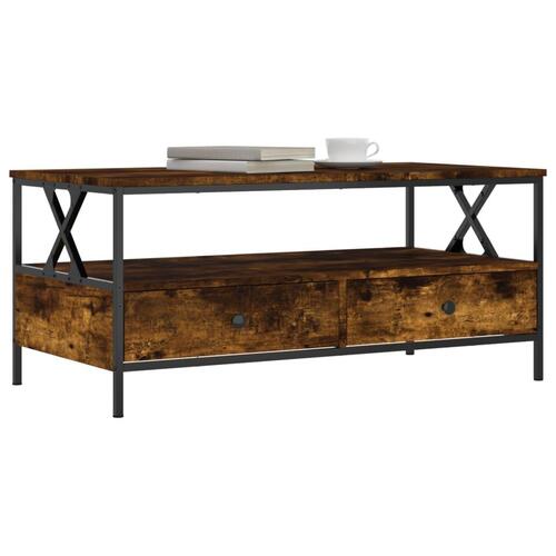 Sofabord 100x51x44 cm konstrueret træ røget egetræsfarve