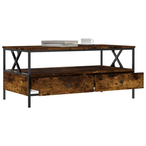 Sofabord 100x51x44 cm konstrueret træ røget egetræsfarve