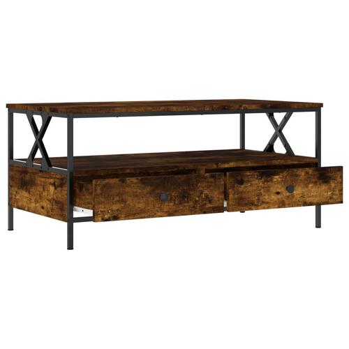 Sofabord 100x51x44 cm konstrueret træ røget egetræsfarve