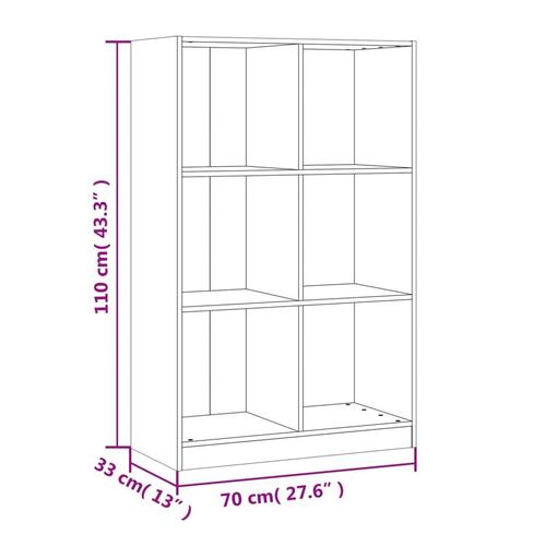 Bogreol 70x33x110 cm massivt fyrretræ