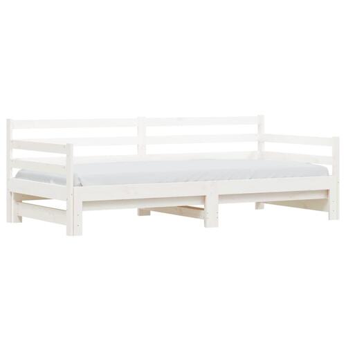 Daybed med udtræk 90x200 cm massivt fyrretræ hvid