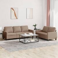 2 personers sofa med hynder kunstlæder cappuccinofarvet