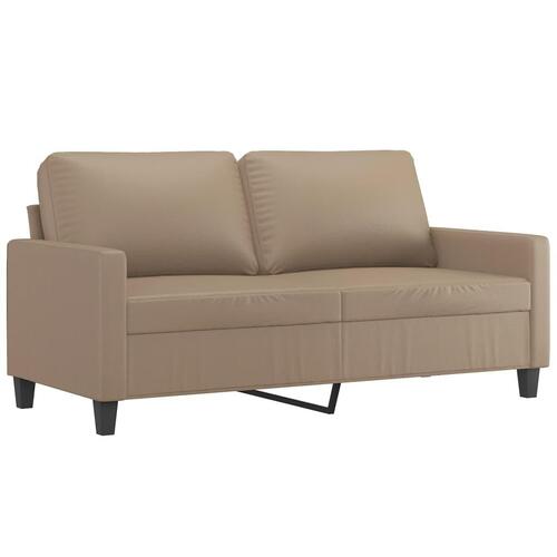 2 personers sofa med hynder kunstlæder cappuccinofarvet