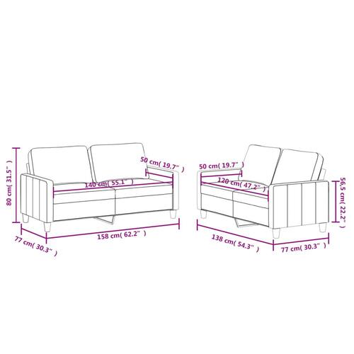 2 personers sofa med hynder kunstlæder cappuccinofarvet