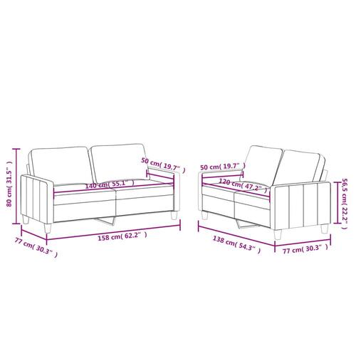 2 personers sofa med hynder kunstlæder sort