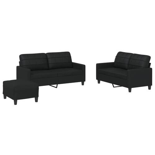 3 personers sofa med hynder kunstlæder sort