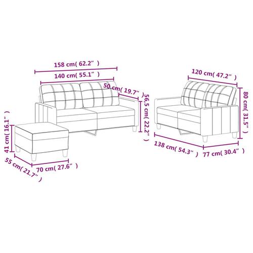 3 personers sofa med hynder kunstlæder sort