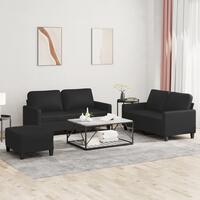 3 personers sofa med hynder kunstlæder sort