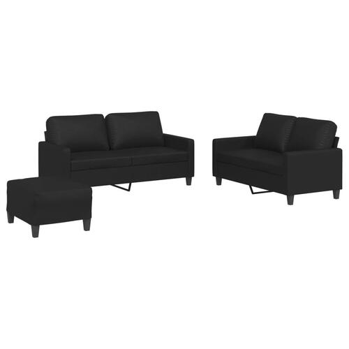 3 personers sofa med hynder kunstlæder sort