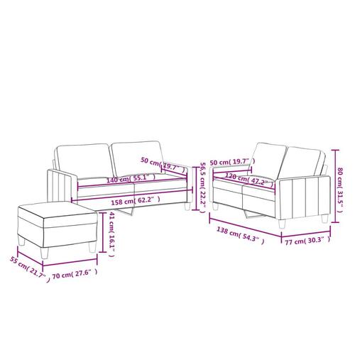 3 personers sofa med hynder kunstlæder sort