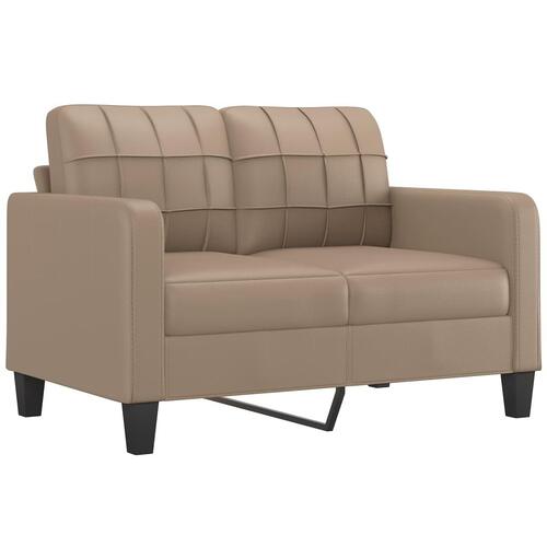 3 personers sofa med puder kunstlæder cappuccinofarvet