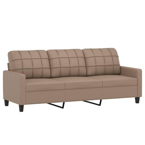 3 personers sofa med puder kunstlæder cappuccinofarvet