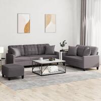 3 personers sofa med puder kunstlæder grå