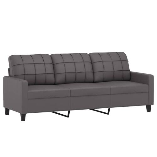 3 personers sofa med puder kunstlæder grå