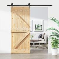 Skydedør med monteringssæt 85x210 cm massivt fyrretræ