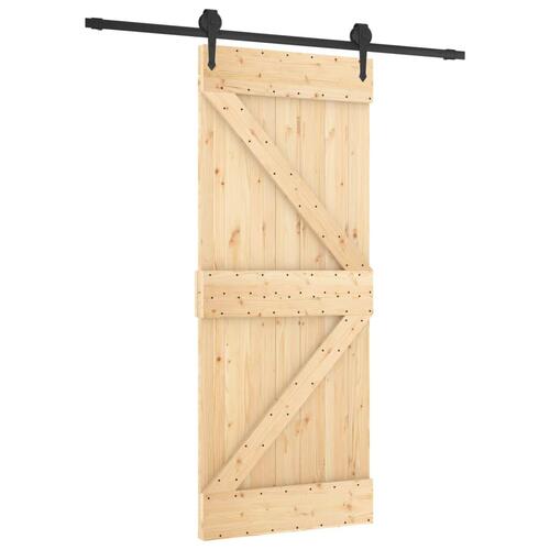 Skydedør med monteringssæt 85x210 cm massivt fyrretræ