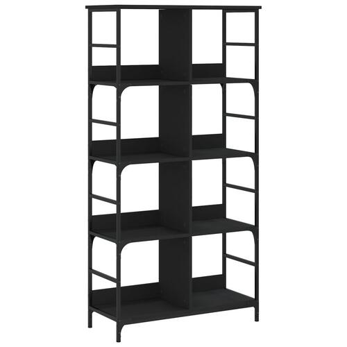 Bogreol 78,5x33x153 cm konstrueret træ sort