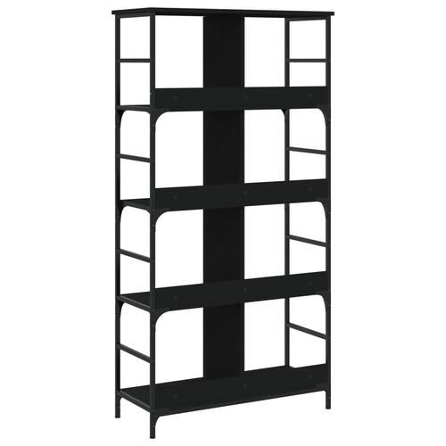 Bogreol 78,5x33x153 cm konstrueret træ sort