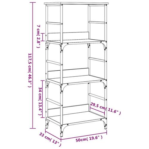 Bogreol 50x33x117,5 cm konstrueret træ sonoma-eg