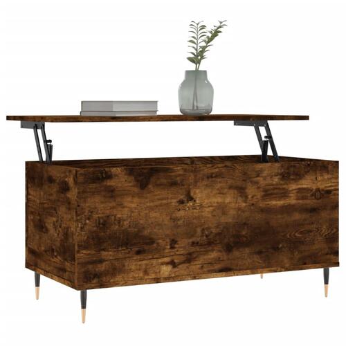 Sofabord 90x44,5x45 cm konstrueret træ røget egetræsfarve