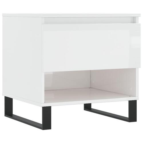 Sofabord 50x46x50 cm konstrueret træ hvid højglans