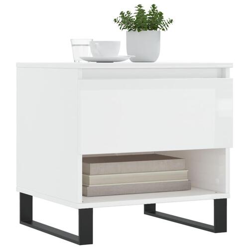 Sofabord 50x46x50 cm konstrueret træ hvid højglans