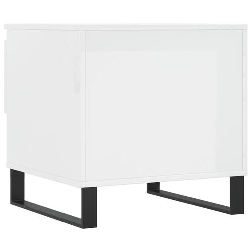 Sofabord 50x46x50 cm konstrueret træ hvid højglans