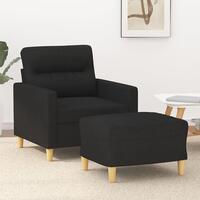 Sofastol med fodskammel 60 cm stof Sort