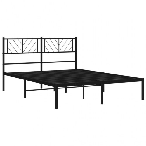 Sengeramme med sengegavl 150x200 cm metal sort